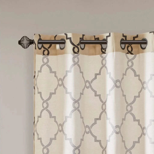Fretwork Print Grommet Top Window Curtain Panel(Only 1 Pc Panel) Default -DTYStore