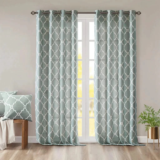Fretwork Print Grommet Top Window Curtain Panel(Only 1 Pc Panel) Default -DTYStore