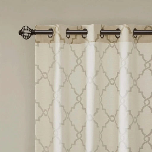 Fretwork Print Grommet Top Window Curtain Panel(Only 1 Pc Panel) Default -DTYStore