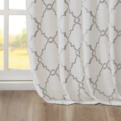 Fretwork Print Grommet Top Window Curtain Panel(Only 1 Pc Panel) Default -DTYStore
