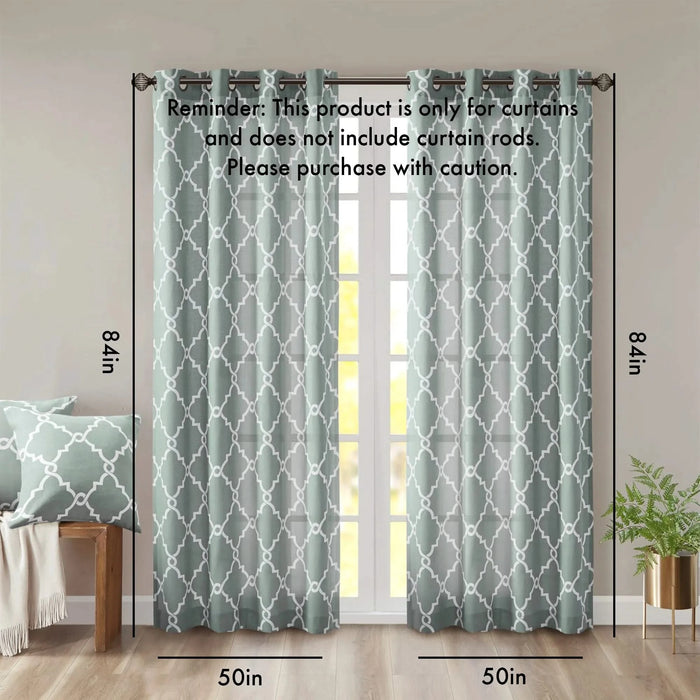 Fretwork Print Grommet Top Window Curtain Panel(Only 1 Pc Panel) Default -DTYStore