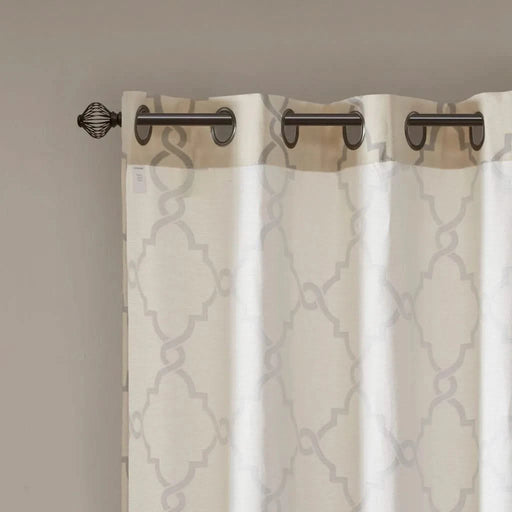Fretwork Print Grommet Top Window Curtain Panel(Only 1 Pc Panel) Default -DTYStore