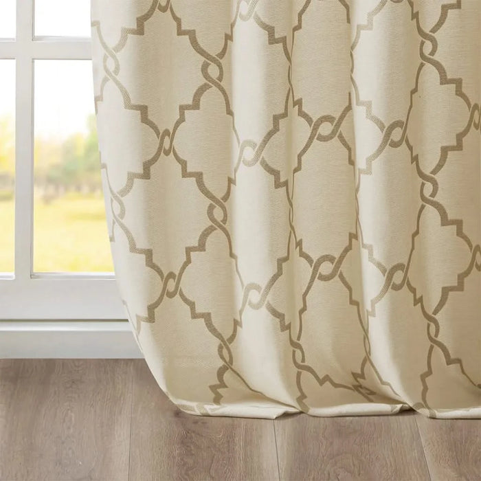 Fretwork Print Grommet Top Window Curtain Panel(Only 1 Pc Panel) Default -DTYStore