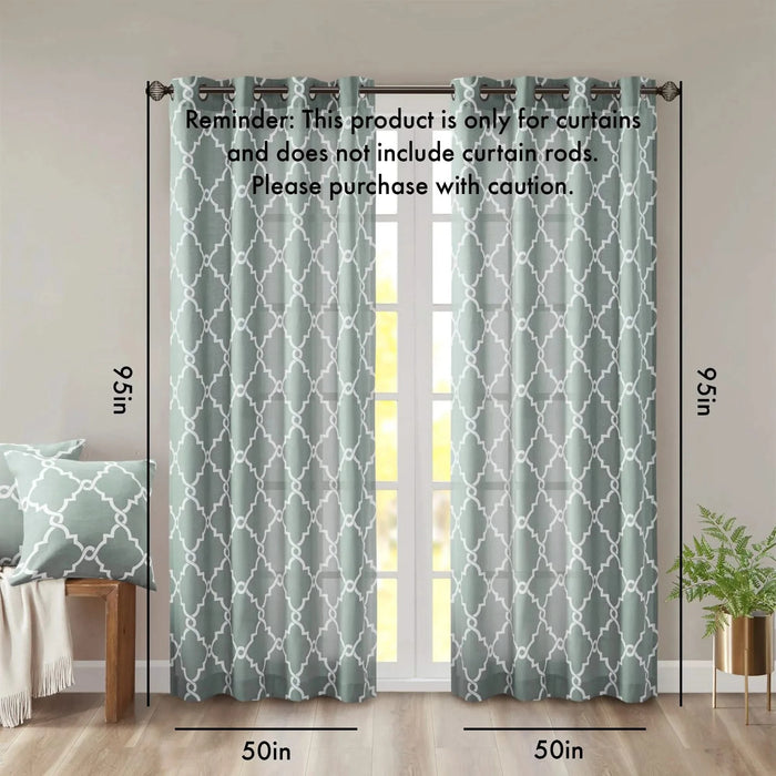 Fretwork Print Grommet Top Window Curtain Panel(Only 1 Pc Panel) Default -DTYStore