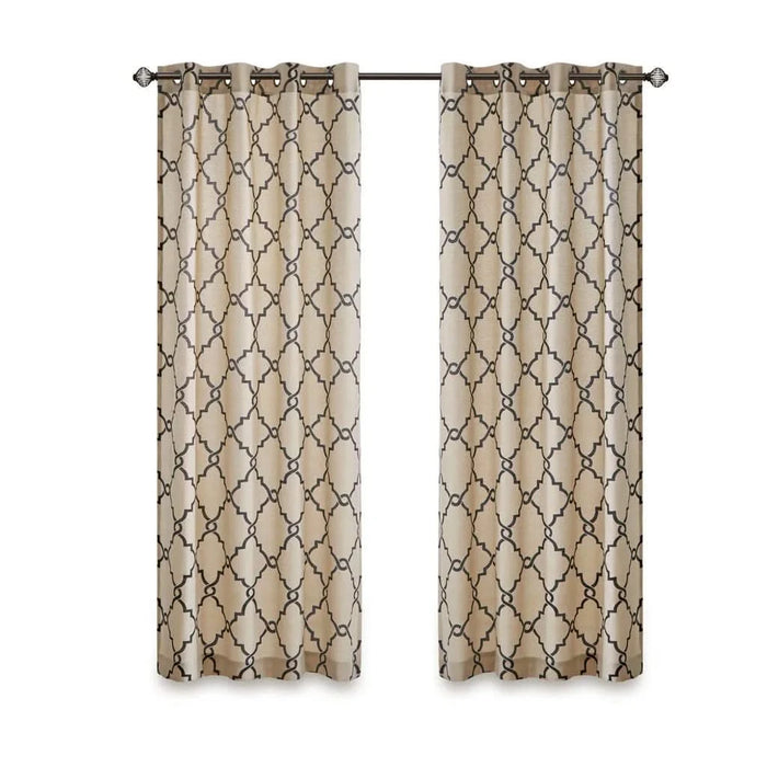 Fretwork Print Grommet Top Window Curtain Panel(Only 1 Pc Panel) Default -DTYStore