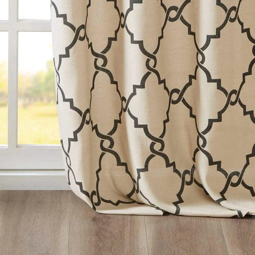 Fretwork Print Grommet Top Window Curtain Panel(Only 1 Pc Panel) Default -DTYStore