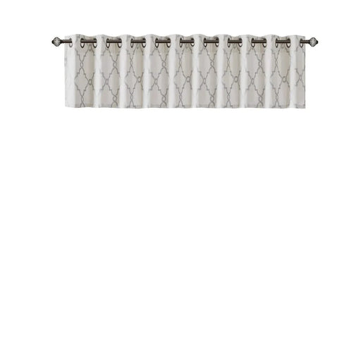 Fretwork Print Grommet Top Window Valance Ivory/Grey 50x18' Default -DTYStore