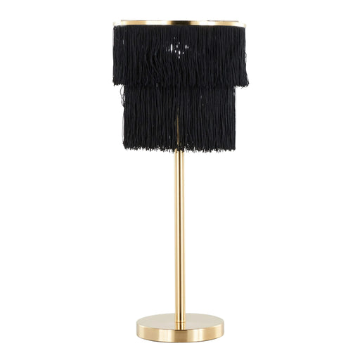 Fringe 25' Contemporary Metal Buffet Lamp in Royal Gold Metal and Black Fringe from Grandview Gallery by LumiSource - Set of 2 Default -DTYStore