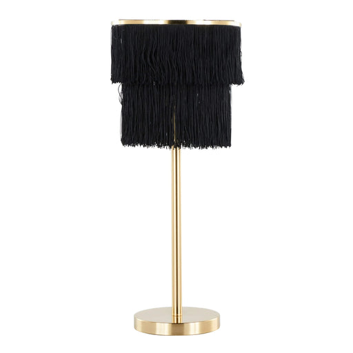 Fringe 25' Contemporary Metal Buffet Lamp in Royal Gold Metal and Black Fringe from Grandview Gallery by LumiSource - Set of 2 Default -DTYStore