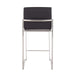 Fuji 26' Contemporary High Back Barstool in Stainless Steel and Black Faux Leather by LumiSource - Set of 3 Default -DTYStore