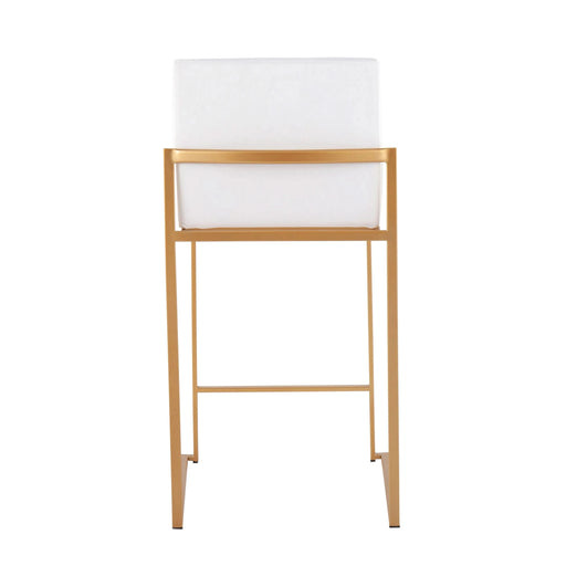 Fuji 26' Contemporary High Back Counter Stool in Gold Steel and White Velvet by LumiSource - Set of 3 Default -DTYStore