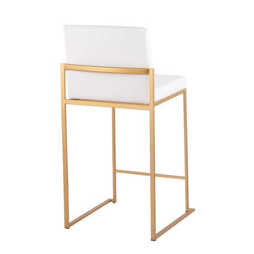 Fuji 26' Contemporary High Back Counter Stool in Gold Steel and White Velvet by LumiSource - Set of 3 Default -DTYStore