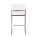 Fuji 26' Contemporary High Back Counter Stool in Stainless Steel and White Velvet by LumiSource - Set of 3 Default -DTYStore