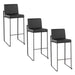 Fuji 30' Contemporary High Back Barstool in Black Steel and Black Faux Leather by LumiSource - Set of 3 Default -DTYStore