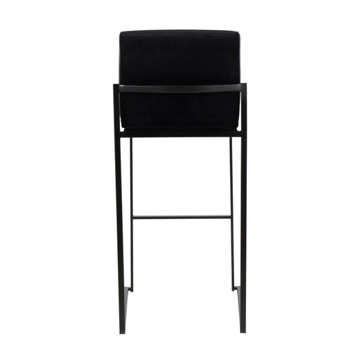 Fuji 30' Contemporary High Back Barstool in Black Steel and Black Velvet by LumiSource - Set of 3 Default -DTYStore