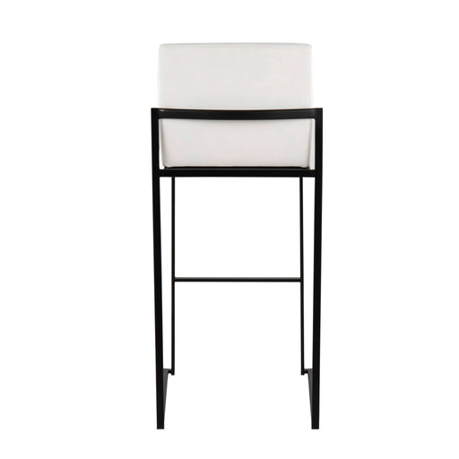 Fuji 30' Contemporary High Back Barstool in Black Steel and White Velvet by LumiSource - Set of 3 Default -DTYStore