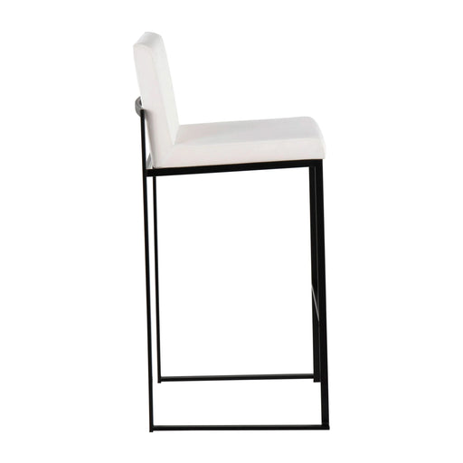Fuji 30' Contemporary High Back Barstool in Black Steel and White Velvet by LumiSource - Set of 3 Default -DTYStore