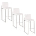 Fuji 30' Contemporary High Back Barstool in Stainless Steel and White Velvet by LumiSource - Set of 3 Default -DTYStore