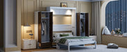 Full Size Murphy Bed Wall Bed with Closet ,Drawers and Table,White Default -DTYStore