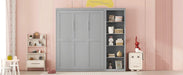 Full Size Murphy Bed Wall Bed with Shelves,Gray Default -DTYStore
