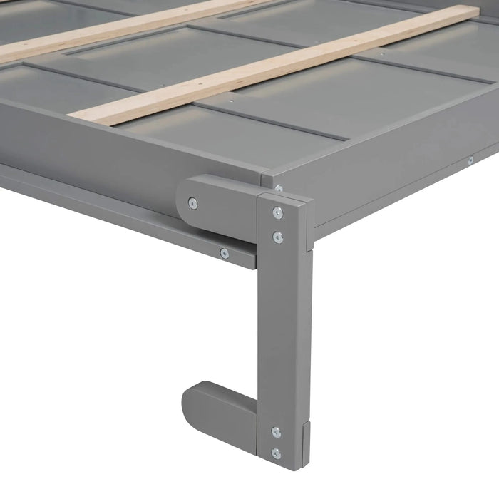 Full Size Murphy Bed Wall Bed with Shelves,Gray Default -DTYStore