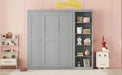 Full Size Murphy Bed Wall Bed with Shelves,Gray Default -DTYStore