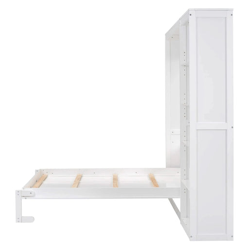 Full Size Murphy Bed Wall Bed with Shelves,White Default -DTYStore