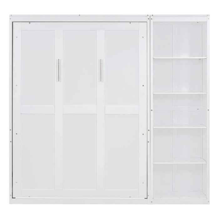 Full Size Murphy Bed Wall Bed with Shelves,White Default -DTYStore