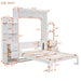 Full Size Murphy Bed Wall Bed with Shelves, Drawers and LED Lights,White Default -DTYStore