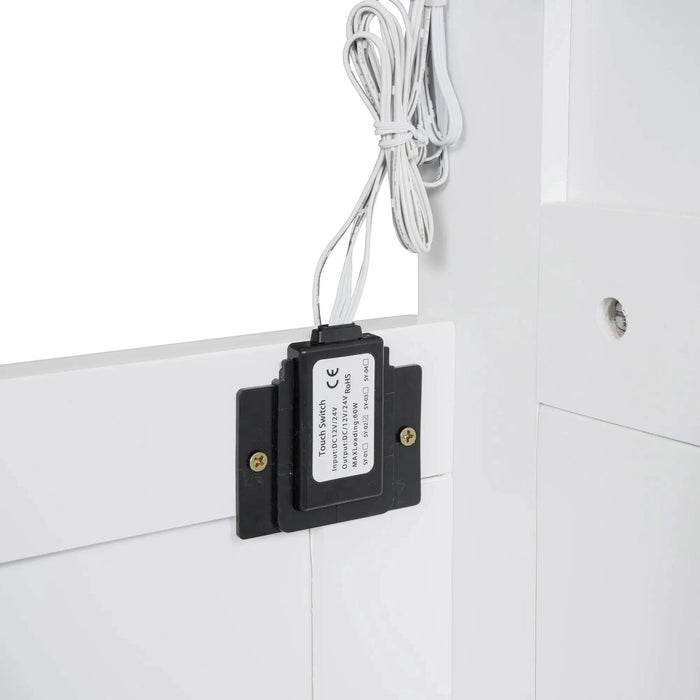 Full Size Murphy Bed Wall Bed with Shelves, Wardrobe and LED Lights,White Default -DTYStore