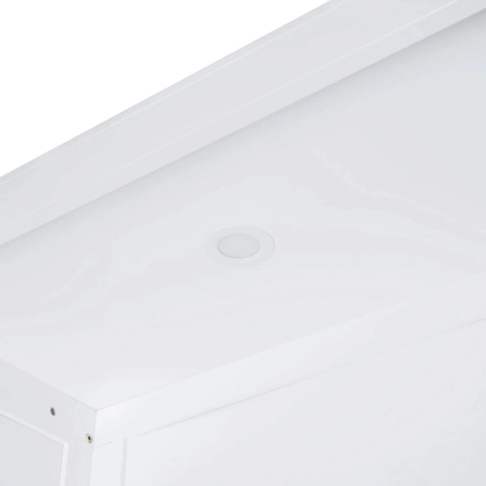 Full Size Murphy Bed Wall Bed with Shelves, Wardrobe and LED Lights,White Default -DTYStore