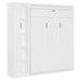 Full Size Murphy Bed Wall Bed with Shelves, Wardrobe and LED Lights,White Default -DTYStore