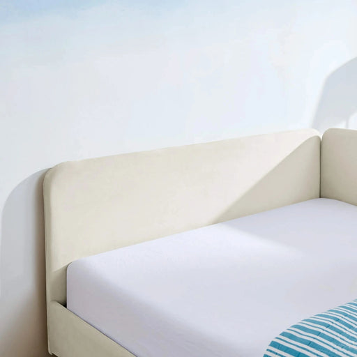 Full Size Upholstered Platform Bed Frame with 2 Storage Drawers, Adjustable Velvet Sofa Bed, Beige Default -DTYStore