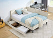 Full Size Upholstered Platform Bed Frame with 2 Storage Drawers, Adjustable Velvet Sofa Bed, Beige Default -DTYStore