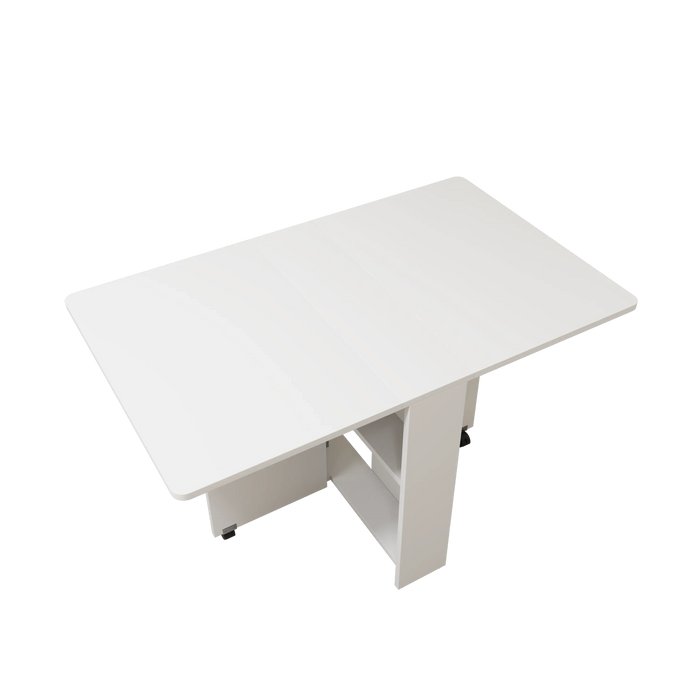 Fully unfolded 51.18 inches white foldable table, suitable for small family table or display table convenient, home simple long table, simple and lightweight Default -DTYStore
