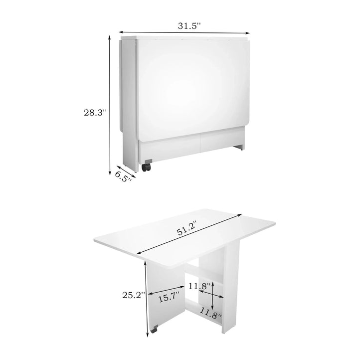 Fully unfolded 51.18 inches white foldable table, suitable for small family table or display table convenient, home simple long table, simple and lightweight Default -DTYStore