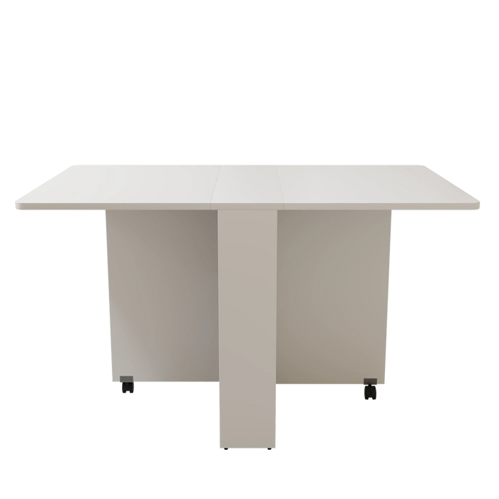 Fully unfolded 51.18 inches white foldable table, suitable for small family table or display table convenient, home simple long table, simple and lightweight Default -DTYStore