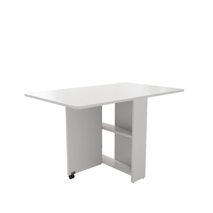 Fully unfolded 51.18 inches white foldable table, suitable for small family table or display table convenient, home simple long table, simple and lightweight Default -DTYStore
