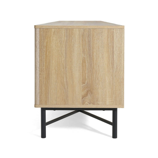 Functional 4-Door TV Cabinet – 2 Storage Spaces, Adjustable Shelves, Ideal for Living Room Organization, Natural - DTY Store