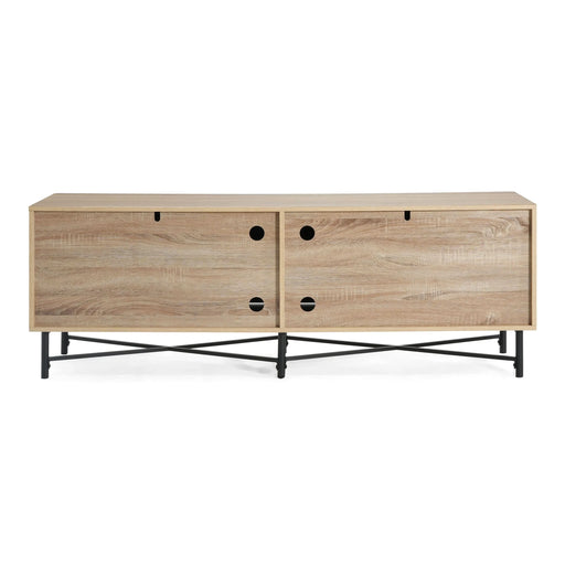 Functional 4-Door TV Cabinet – 2 Storage Spaces, Adjustable Shelves, Ideal for Living Room Organization, Natural - DTY Store