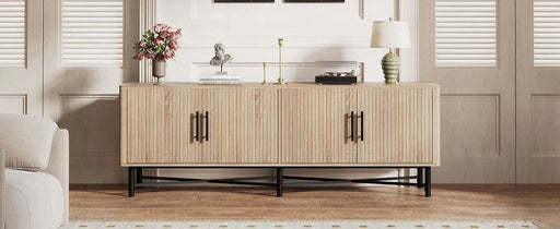 Functional 4-Door TV Cabinet – 2 Storage Spaces, Adjustable Shelves, Ideal for Living Room Organization, Natural- DTY Store