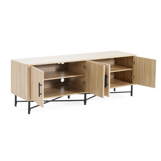 Functional 4-Door TV Cabinet – 2 Storage Spaces, Adjustable Shelves, Ideal for Living Room Organization, Natural - DTY Store
