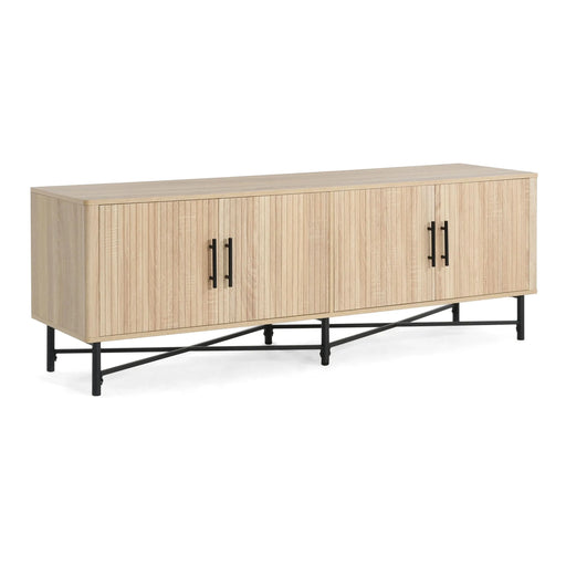 Functional 4-Door TV Cabinet – 2 Storage Spaces, Adjustable Shelves, Ideal for Living Room Organization, Natural - DTY Store