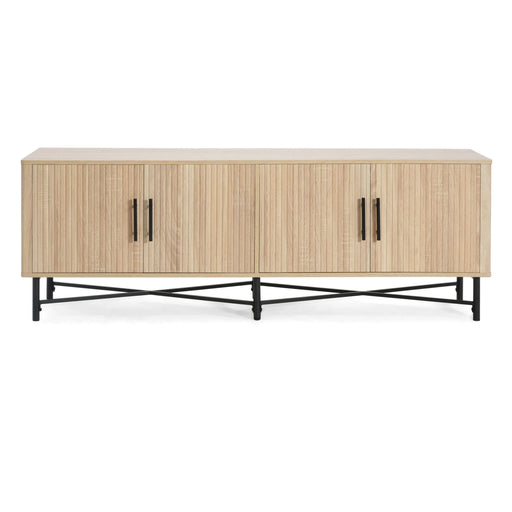 Functional 4-Door TV Cabinet – 2 Storage Spaces, Adjustable Shelves, Ideal for Living Room Organization, Natural - DTY Store
