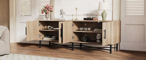 Functional 4-Door TV Cabinet – 2 Storage Spaces, Adjustable Shelves, Ideal for Living Room Organization, Natural - DTY Store