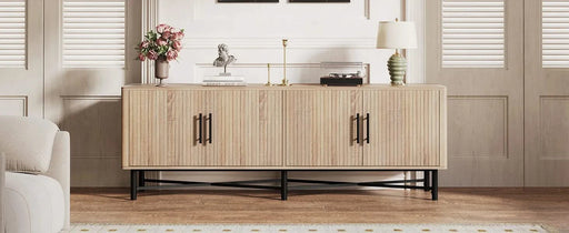 Functional 4-Door TV Cabinet – 2 Storage Spaces, Adjustable Shelves, Ideal for Living Room Organization, Natural Default -DTYStore