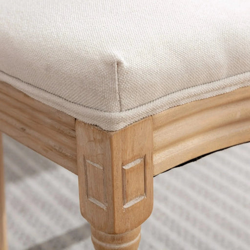 Furniture,French Style Solid Wood Frame Antique Painting Linen Fabric Rattan Back Dining Chair,Set of 2,Cream,Beige Default -DTYStore