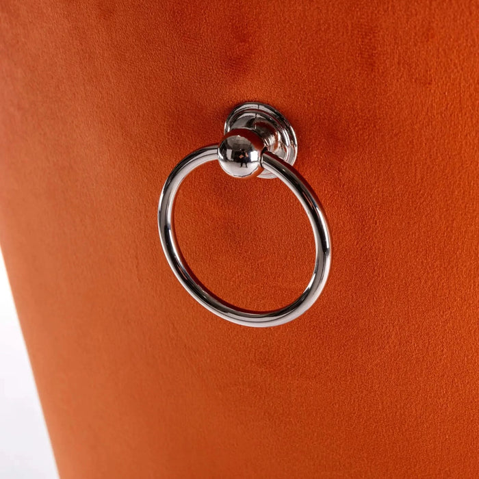 Furniture,Nikki Collection Modern, High-end Tufted Solid Wood Contemporary PU and Velvet Upholstered Dining Chair with Wood Legs Nailhead Trim 2-Pcs Set，Black+Orange, SW2101BO Default -DTYStore