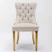 Furniture,Nikki Collection Modern, High-end Tufted Solid Wood Contemporary Velvet Upholstered Dining Chair with Golden Stainless Steel Plating Legs,Nailhead Trim,Set of 2,Beige and Gold, SW1601BG Default -DTYStore
