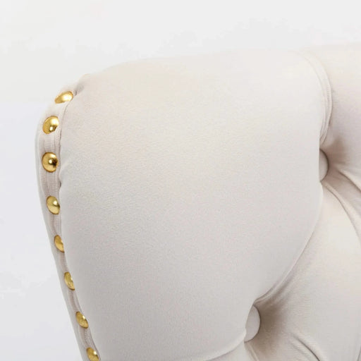 Furniture,Nikki Collection Modern, High-end Tufted Solid Wood Contemporary Velvet Upholstered Dining Chair with Golden Stainless Steel Plating Legs,Nailhead Trim,Set of 2,Beige and Gold, SW1601BG Default -DTYStore